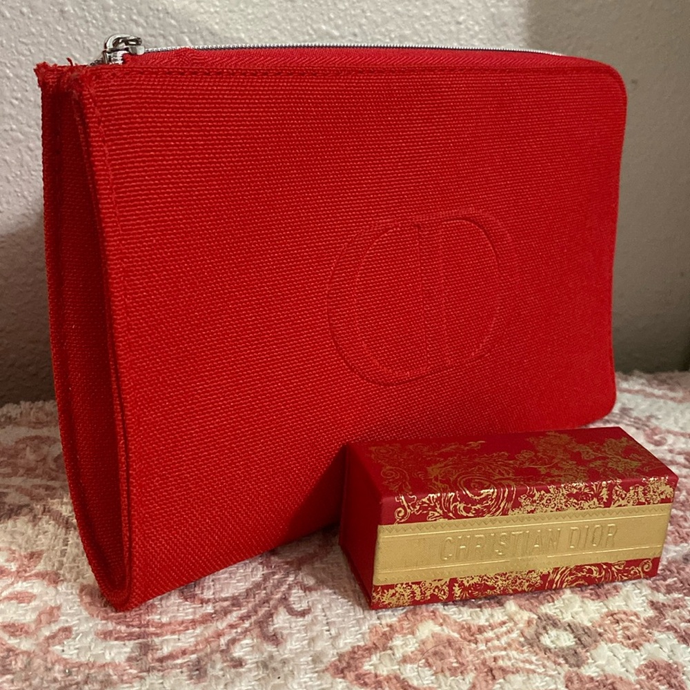 Christian Dior Beauty Red Cosmetic Pouch with Lipstick Set - Picture 4 of 9
